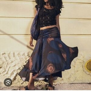 Free People House Of Aama Starry Eyes Bohemian Tie-Dye Maxi Skirt Large